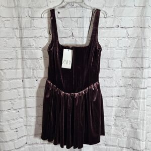 NWT New Zara Womens Size S Velvet Mini Dress Purple Ref 9194/072
